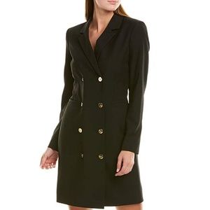 NWT Tahari ASL Black Double Breasted Blazer Dress with Gold Buttons Size 16
